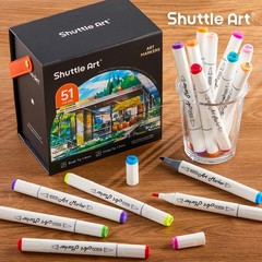 Alcohol Markers Brush tip, Dual Tip Brush & Chisel Tip Art Marker Set, 50 Col…