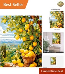 Lemon Paint by Numbers Kit for Adults, Easy DIY Art Project on Canvas 16×20