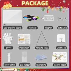Led Drawing Board with 13 Light Effects, 16″ Rechargeable Glow Doodle Note Board