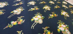 Japanese Art Paper Handmade Chiyogami Vintage Black Floral Rickshaw Gold 37×25″