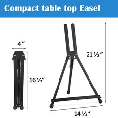 Aluminum 15″ to 21″ Tabletop Easel Display, Black Tripod with Rubber Feet, Ho…
