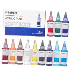 Soft Body Acrylic Paints Set: Matte Finish 12 Colors x 60ml/2oz 12 Colors Set