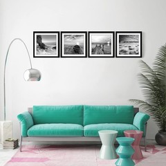 ENGLANT-4 Panels Set Framed Canvas Print for Seascape Beach and Boat Sunrise …