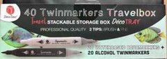 DECOTIME 40 Twinmarkers (Brush & Fine) Travelbox STACKABLE STORAGE TRAY