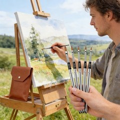 Portable Size Watercolor Brush Collection 6Pieces For Outdoor Sketching