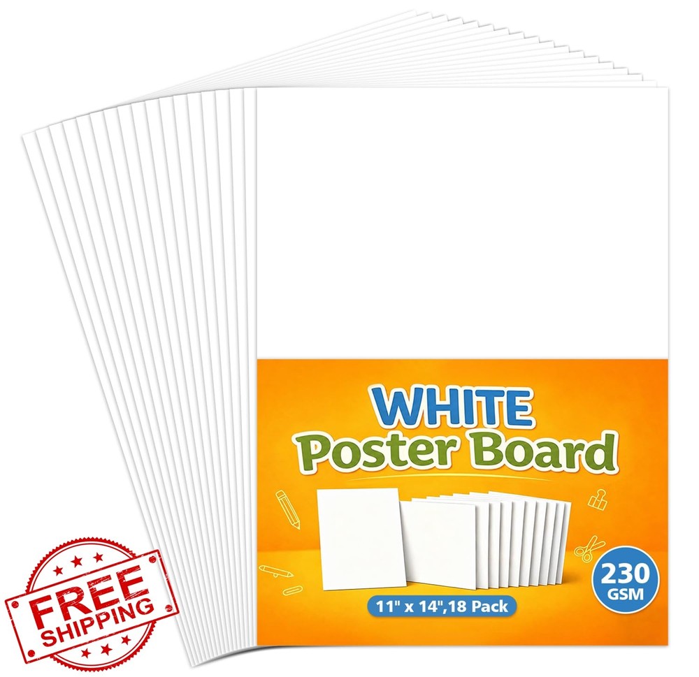 PAPVINE White Poster Board 11″x14″ 18 Sheets