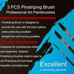 Pinstriping Brush 3 pcs High Performance Striping Set – #1, #2, #3, Black