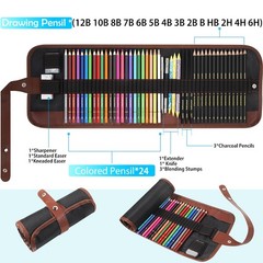 Heshengping Sketching Drawing Art Pencil Kit-50 50 Piece Set, Multicolor