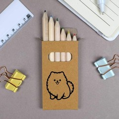 6 x ‘Cute Pomeranian Dog’ Short 85mm Pencils / Coloured Pencil Set (PE00098786)