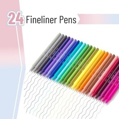 – Colored Fineliner Pens, 24 Pack, 0.4mm, Ergonomic Triangular Barrels, Smooth W