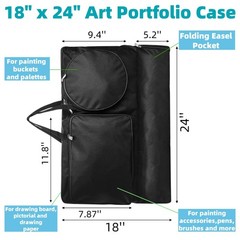Acshio Art Portfolio Backpack, Large 24”L x 18”W x 18”W, Black