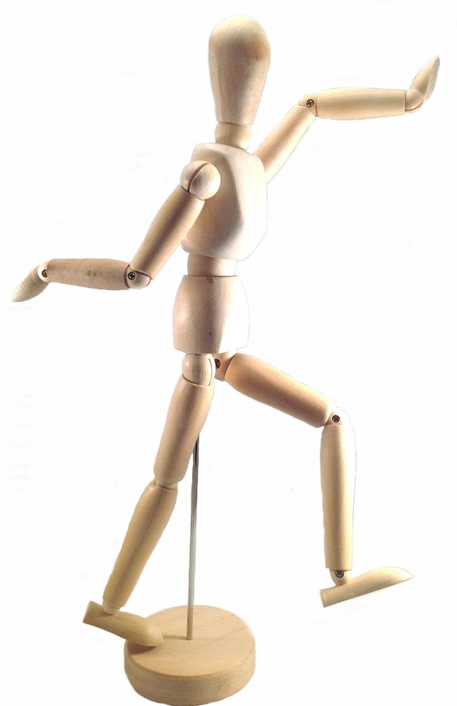 Wood Artist Drawing Mannequin or Manikin 12″ on base with flexible body ART261