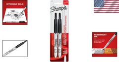 Ultra Fine Point Retractable Permanent Markers, 2 Black, Water Resistant