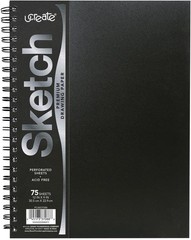 Durable Spiral Bound 9″ x 12″ Sketch Book – 75 Perforated Heavyweight Sheets