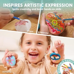Joyin Rock Painting Kit For Kids Arts And Crafts For Ages 6-12 Diy Supplies For
