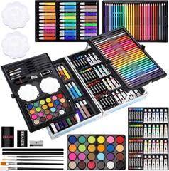 145PCS Blue Art Drawing Set Kit For Kids Children Teens Supplies Paint Pencil