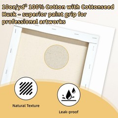 10-Pack 11×14 Stretched Canvas – 100% Cotton with 10PK – 11″x14″, white