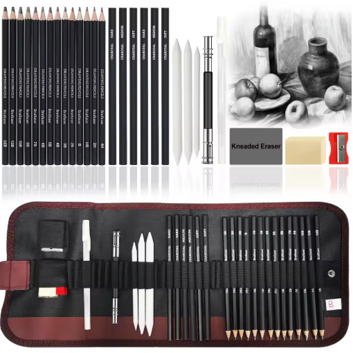 Drawing Sketching Set Art Kit 29-70 Pcs Graphite Charcoal Pastel Pencils