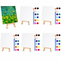 5 Set Mini Acrylic Paint Kit, 5.9In Canvas Boards for Painting with 6.5″ Ease…