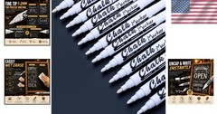 Versatile 12 Liquid Chalk Markers – Washable White Pens for Glass & More