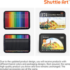 174 Colors Professional Colored Pencils, Soft Core Coloring Pencils Set with 1