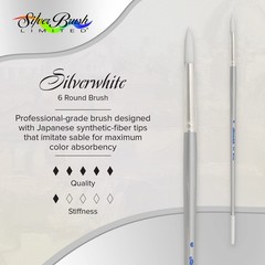 , Silverwhite, Round Paint Brush – Long Handle, Size 6