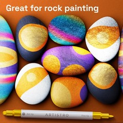 Artistro 24 Gold Dual-Tip Acrylic Pens Set Dot Tips For Fabric Rock Glass Wood