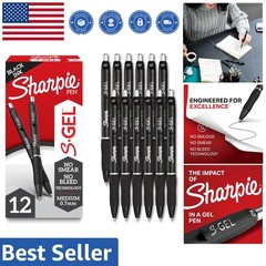 High-Performance S-Gel Pens – 0.7mm Black Gel Ink, Smudge-Free Writing, 12 Pack