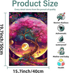 Paint by Numbers Kit for Adults, Tree of Life Painting by Numbers for Adults, Ac
