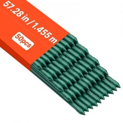 Garden Stakes, 50 Pack, 57.28 inch, Plastic Coated Metal Tomato Stakes, Gard…