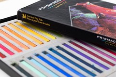 Assorted Art Supplies, Various paints, pastels, brushes; includes portable easel