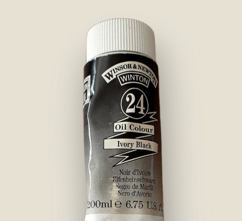 Winsor and Newton Winton Oil Colour Permanent Ivory Black 24 Linseed Large 6.75