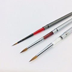 Nail Makeup Art Brush 3Pc Set Top Quality 100% Red Kolinsky Sable Metal Handle