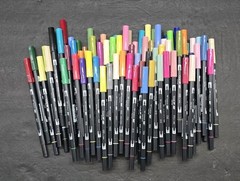 Tombow ABT Dual Brush Tip Marker Pens Lot of 80 Dynamic Strokes Fine Line (L2)