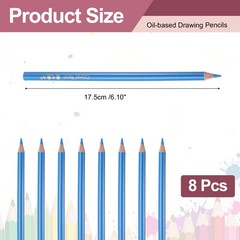 8PCS Colored Pencils Set, Wooden Oil Based Colored Drawing Pencil, Pale Blue