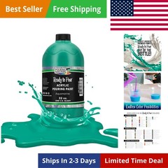 Aquamarine Acrylic Ready to Pour Pouring Paint – 32-Ounce Pre-Mixed Water-Ba…