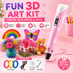 Pink 3D Printer Pen LED Screen PLA Filament Drawing Tool Kids DIY Art Craft Gift