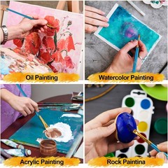 Artist Paintbrushes Set 50Pcs, Acrylic Oil Watercolor Rock Face Nail, Blue