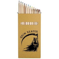 12 x ‘Grim Reaper’ Long 178mm Coloured Pencils / Pencil Set (PE00093059)