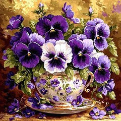 5D Diamond Art Flowers Kits for Adults Beginners, Violet Diamond Painting Kits,
