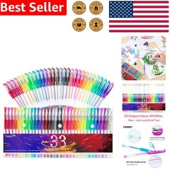 Vibrant 33 Glitter Gel Pens, Neon Art Markers Set, Smooth Writing & Drawing Tool