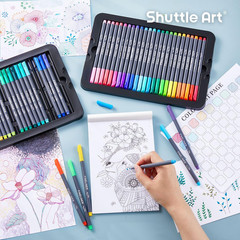 Shuttle Art Fineliner Colored Pens, 100 Colors 0.38Mm Fine Point Pens with Stenc