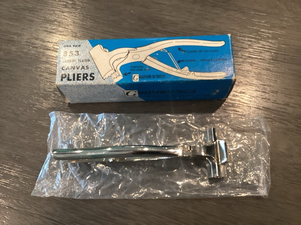 GRUMBACHER #853 Chrome Plated Canvas Stretching Pliers Tool w/Original Box NOS