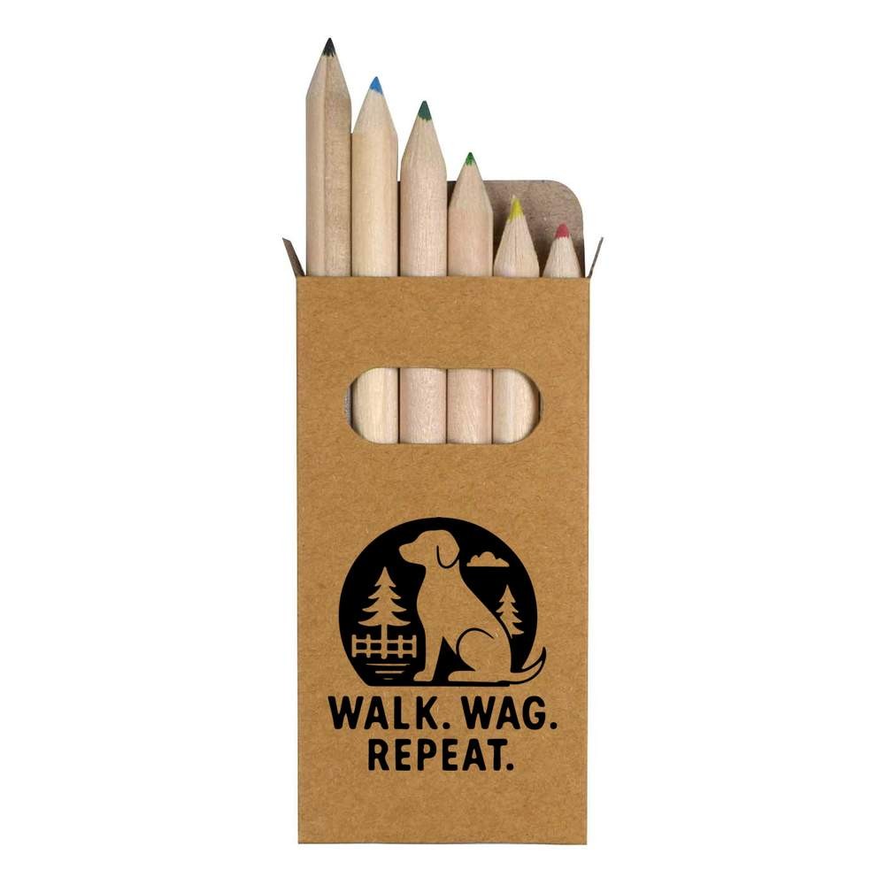 6 x ‘Walk Wag Repeat Dog’ Short 85mm Pencils / Coloured Pencil Set (PE00080438)