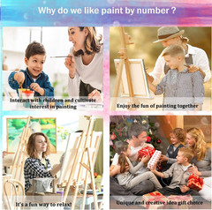 Blue Flowers in Window Paint by Numbers Kit for Adults, Landscape Adult Paint by