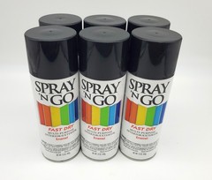 Spray ‘N Go Gloss Black Enamel Spray Paint 12oz Fast Drying Pack of 6 Cans