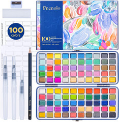 100 Colors Watercolor Paint Set with Metallic, Macaron & Fluorescent Colors-Prof