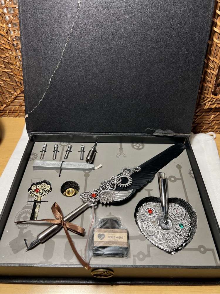 Steam Punk Vintage Feather Dip Pen Stationery Gift Box Calligraphy Journal Craft
