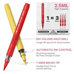 36 Colors Acrylic Paint Markers, Automatic Ink Control Brush Tip Pens, Water-…