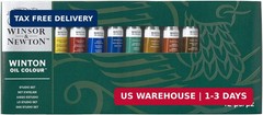 Winsor & Newton Winton Oil Color Paint, Studio Set, 10 x 37ml Tubes, Blue,Red,Wh